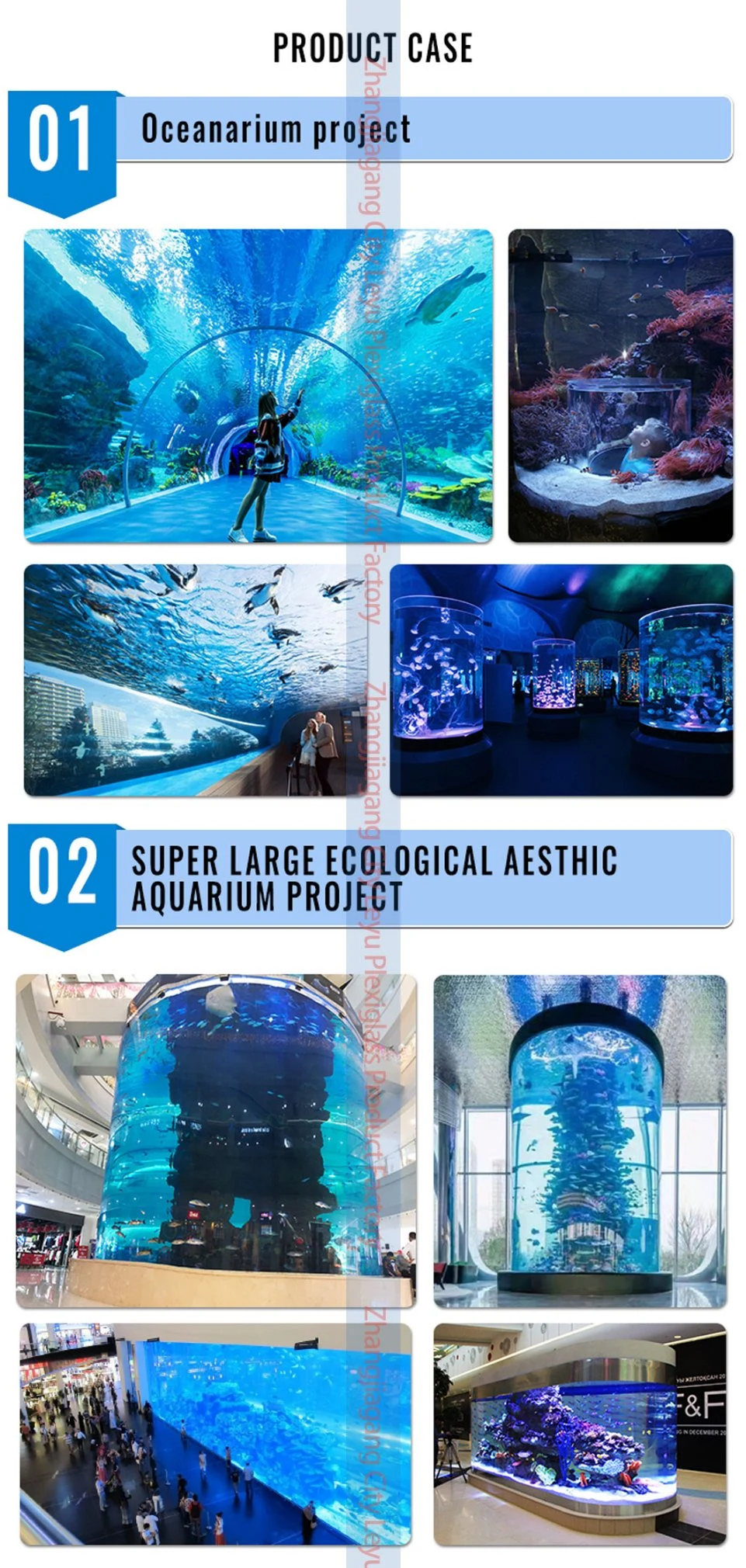 Customized Thickness Clear Acrylic Glass Transparent Plastic Plate for Aquarium Panel