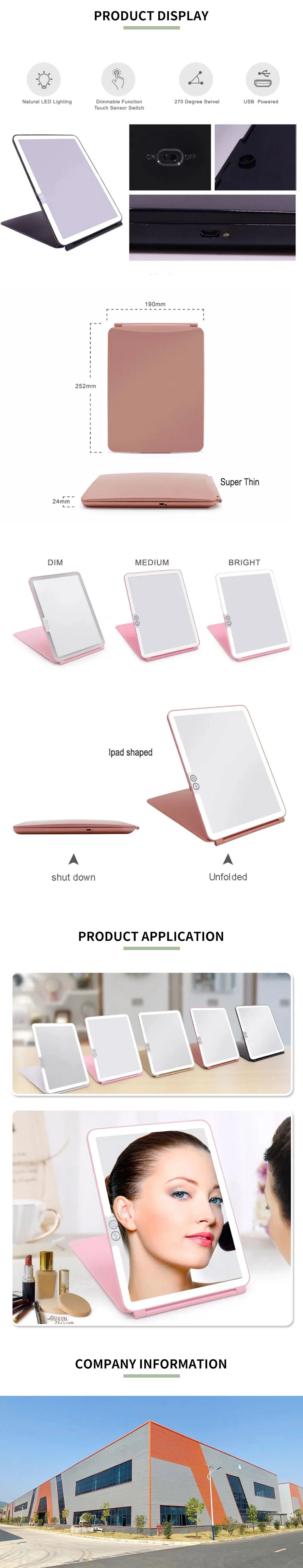 Foldable Makeup Rectangular Vanity Cosmetic Acrylic Square Single-Sided Mirror with Stand for Girl Women