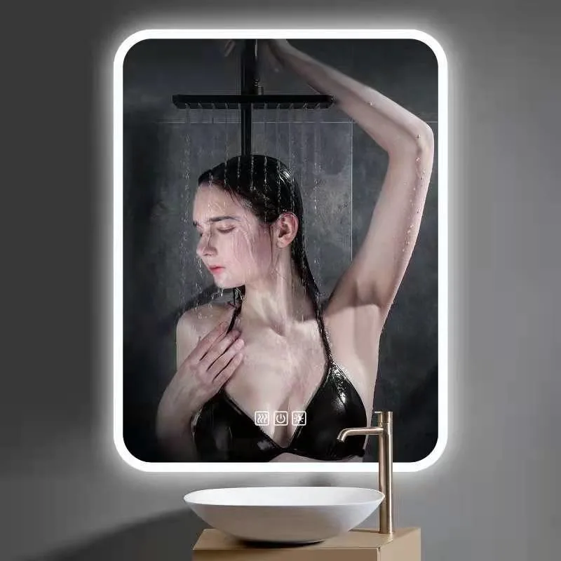 New Arrival LED Bathroom Anti Fog Washroom LED Mirror with Acrylic Edge