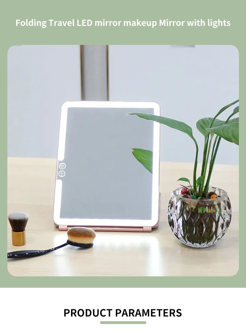 Foldable Makeup Rectangular Vanity Cosmetic Acrylic Square Single-Sided Mirror with Stand for Girl Women
